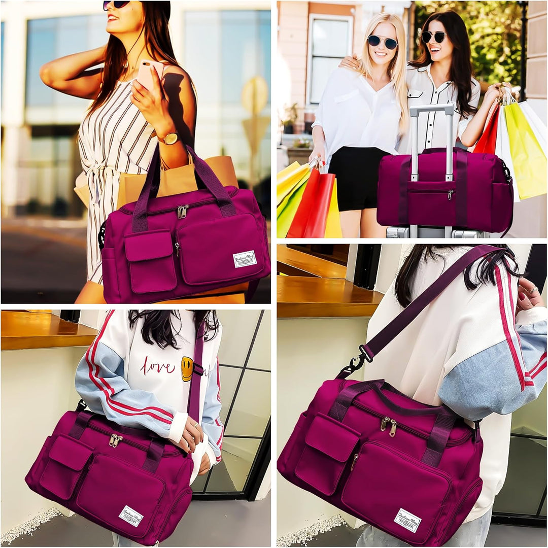 Sporttasche Damen Reisetasche mit Schuhfach und Nassfach Gross Gym Bag Faltbar Schwimmtasche Wasserd