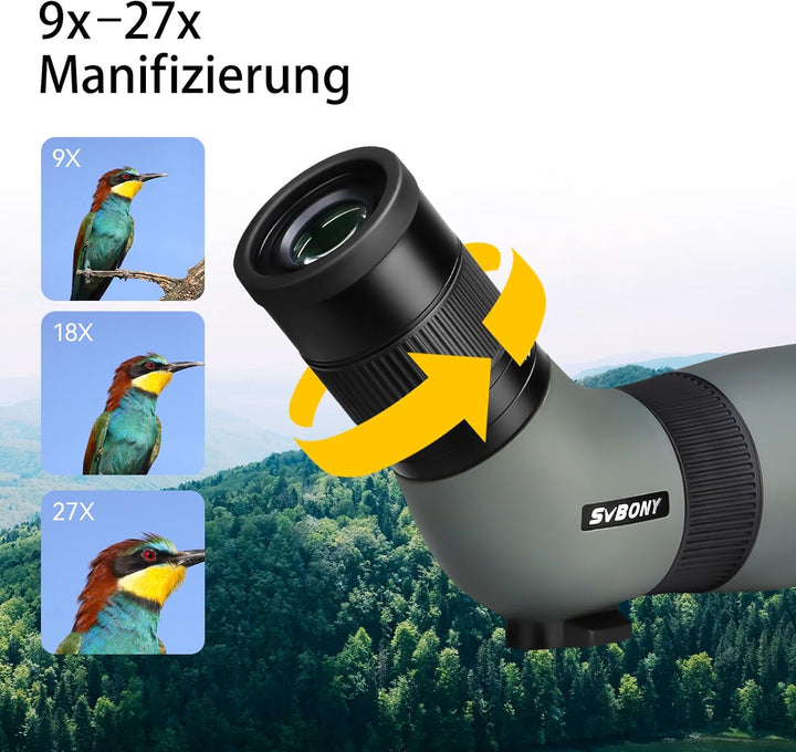 Svbony SV410 Spektiv, 9-27x56 ED Spektive, FMC-Objektiv Kompaktes Tragbares Gehäuse für die Vogelbeo