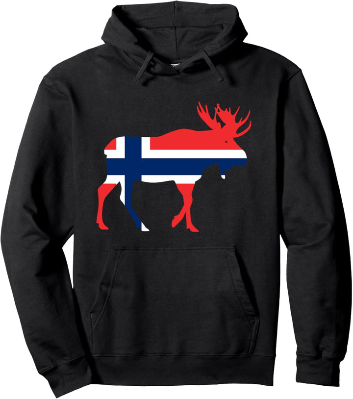 NORGE Elch mit Norwegen Flagge Pullover Hoodie