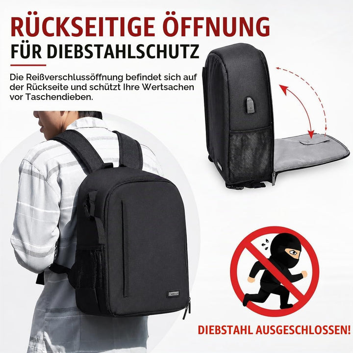 Cwatcun Kamerarucksack Camera Backpack Professioneller für spiegellose DSLR/SLR-Kamera, wasserdicht,