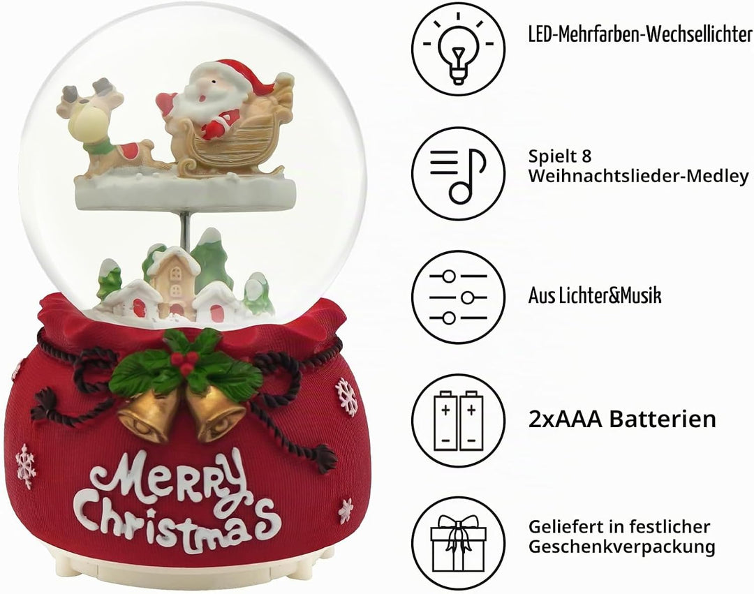 Daixilan Weihnachten Schneekugel Laterne Musical, Schneekugeln Weihnachten mit Musik, Glitter Schnee