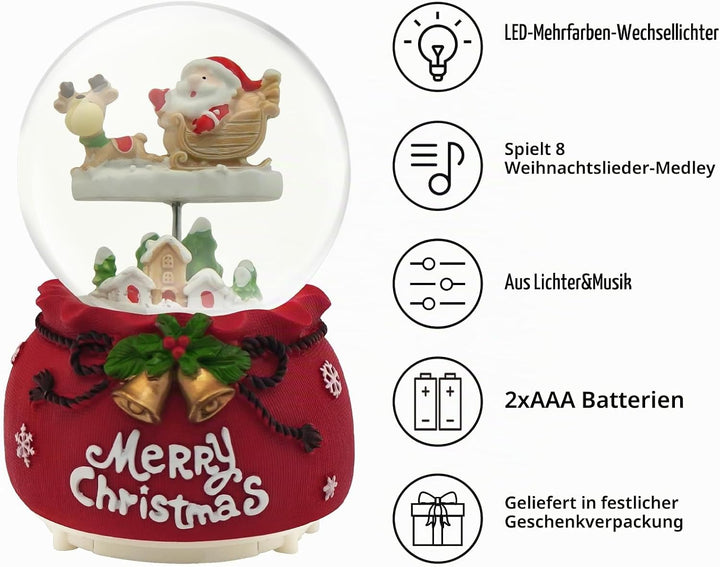 Daixilan Weihnachten Schneekugel Laterne Musical, Schneekugeln Weihnachten mit Musik, Glitter Schnee