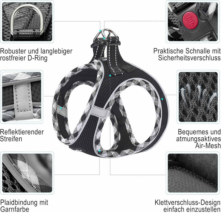 haapaw Hundegeschirr und Leine Set, kein Ziehen, verstellbares, reflektierendes Step-in-Welpengeschi