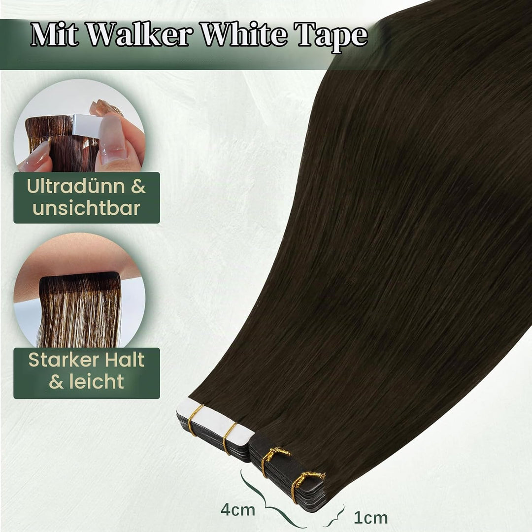 Ugeat Invisible Tape in Extensions Echthaar Schokobraun Echthaar Extensions Tape Haarverlängerung Ec