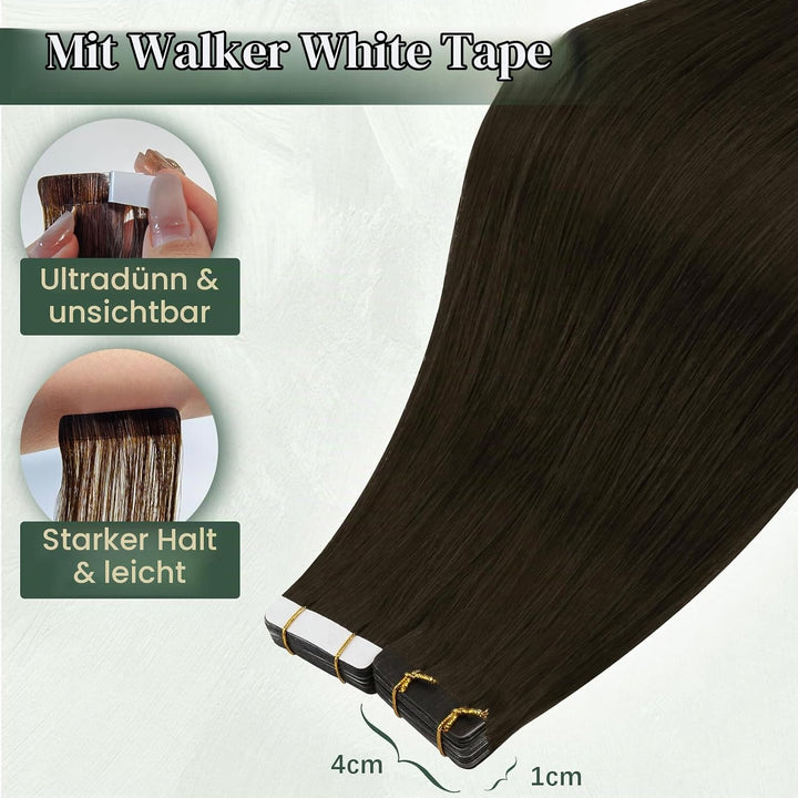Ugeat Invisible Tape in Extensions Echthaar Schokobraun Echthaar Extensions Tape Haarverlängerung Ec