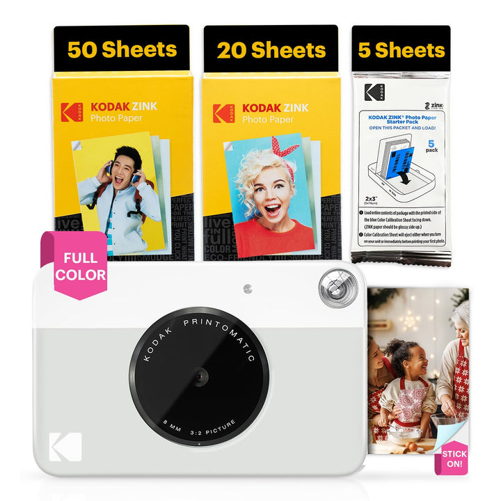 Kodak Printomatic Sofortbildkamera – 75 Blatt Paket – 5MP – Zink 2x3 Fotos – Tragbar – Grau Kamera +
