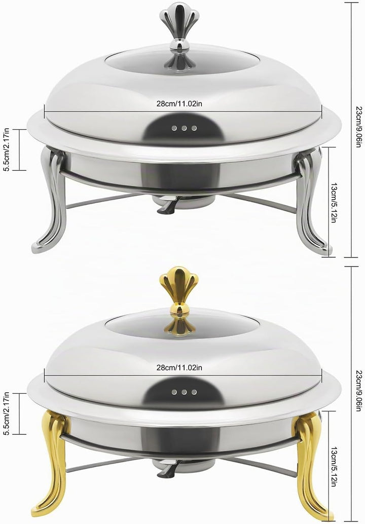 Chafing Dish Buffet Profi Set Rund Speisenwärmer Edelstahl Wärmebehälter Suppenwärmer für Restaurant