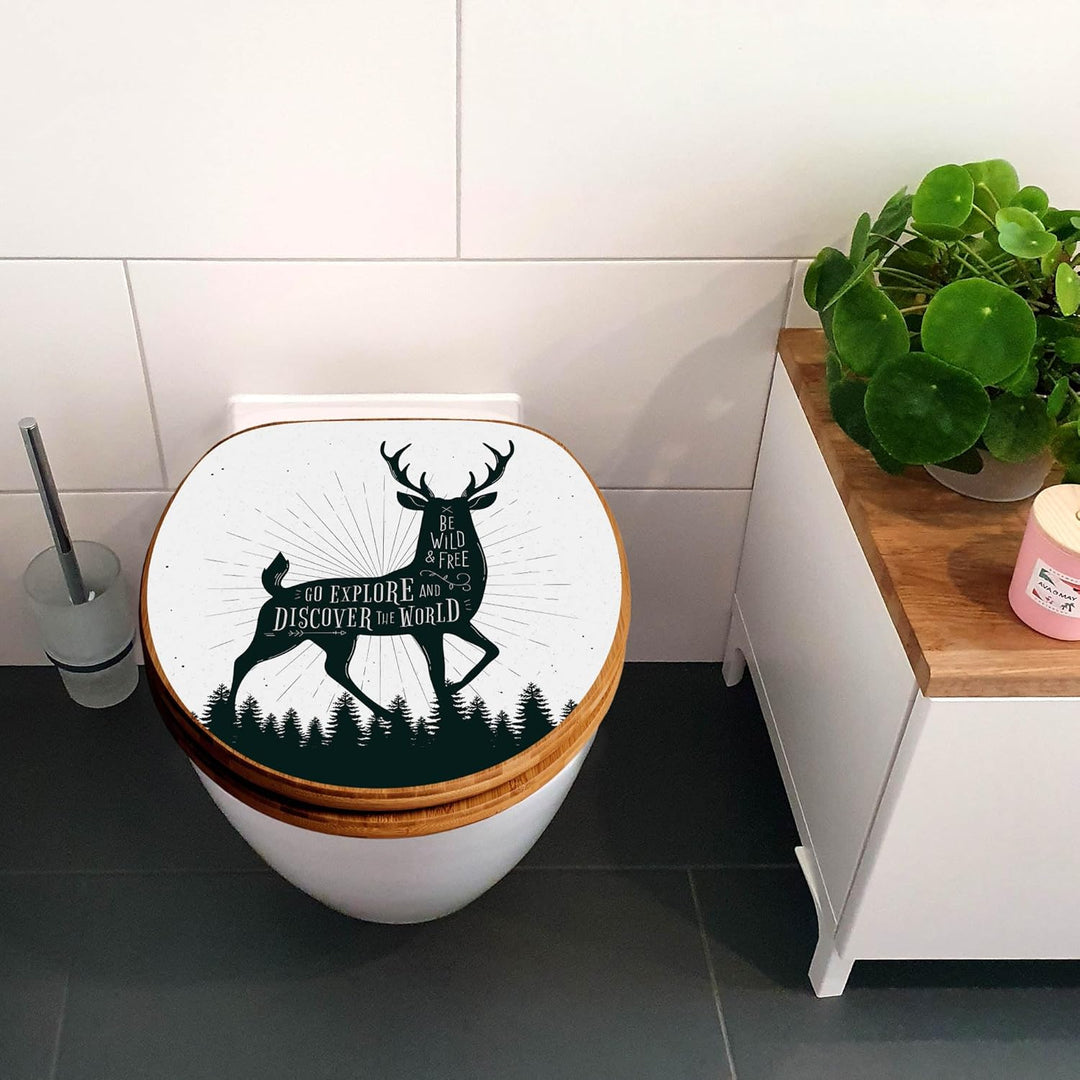 banjado Design WC Sitz Bambus Absenkautomatik 45,8x37,5cm - Toilettendeckel mit Absenkautomatik Holz