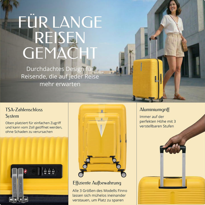 Eminent Finno Koffer Mittelgross 66x46x26 cm, Erweiterbar, Hartschalenkoffer, 4 Rollen, Leicht, TSA