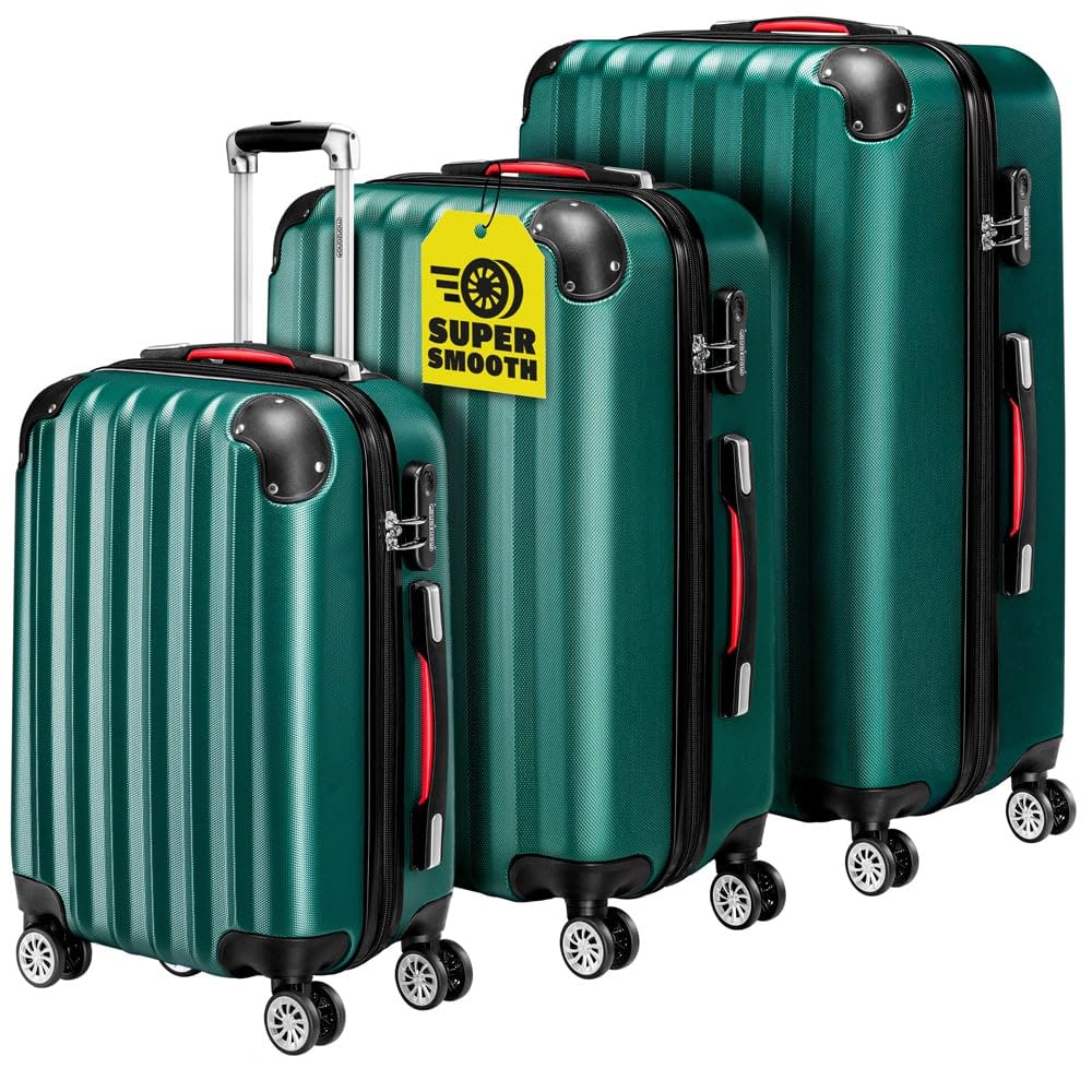 MONZANA® 3tlg. Kofferset Hartschalen Koffer M-L-XL Gel-Griffe 4 Rollen Kantenschutz Schloss Standfüs