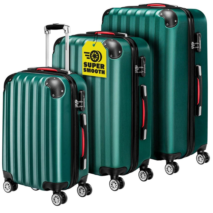 MONZANA® 3tlg. Kofferset Hartschalen Koffer M-L-XL Gel-Griffe 4 Rollen Kantenschutz Schloss Standfüs