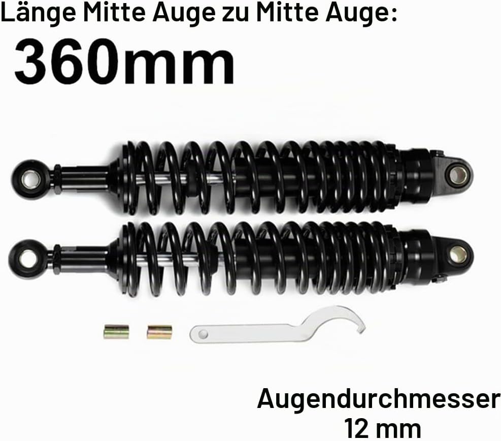 360MM 8mm Feder Universal Motorrad Stossdämpfer Hinterradaufhängung ATV Quad Scooter Dirt Bike für Y