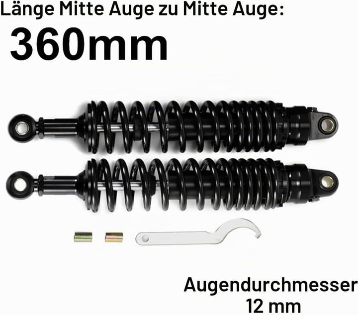 360MM 8mm Feder Universal Motorrad Stossdämpfer Hinterradaufhängung ATV Quad Scooter Dirt Bike für Y
