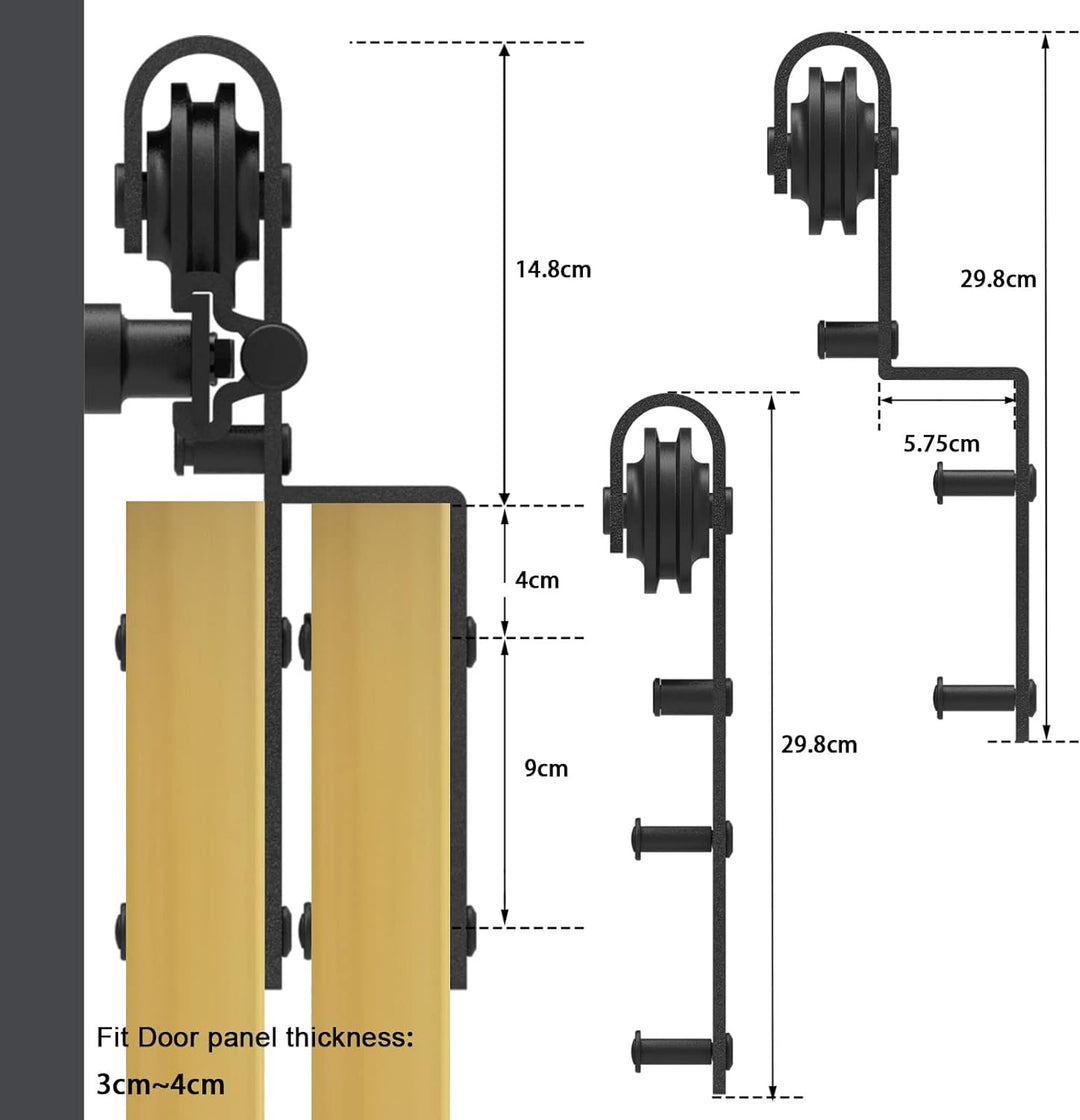 WOLFBIRD 122cm (4FT) Bypass Schiebetür Hardware Doppelte Holztür Schiebetürsystem Komplettset Schwar