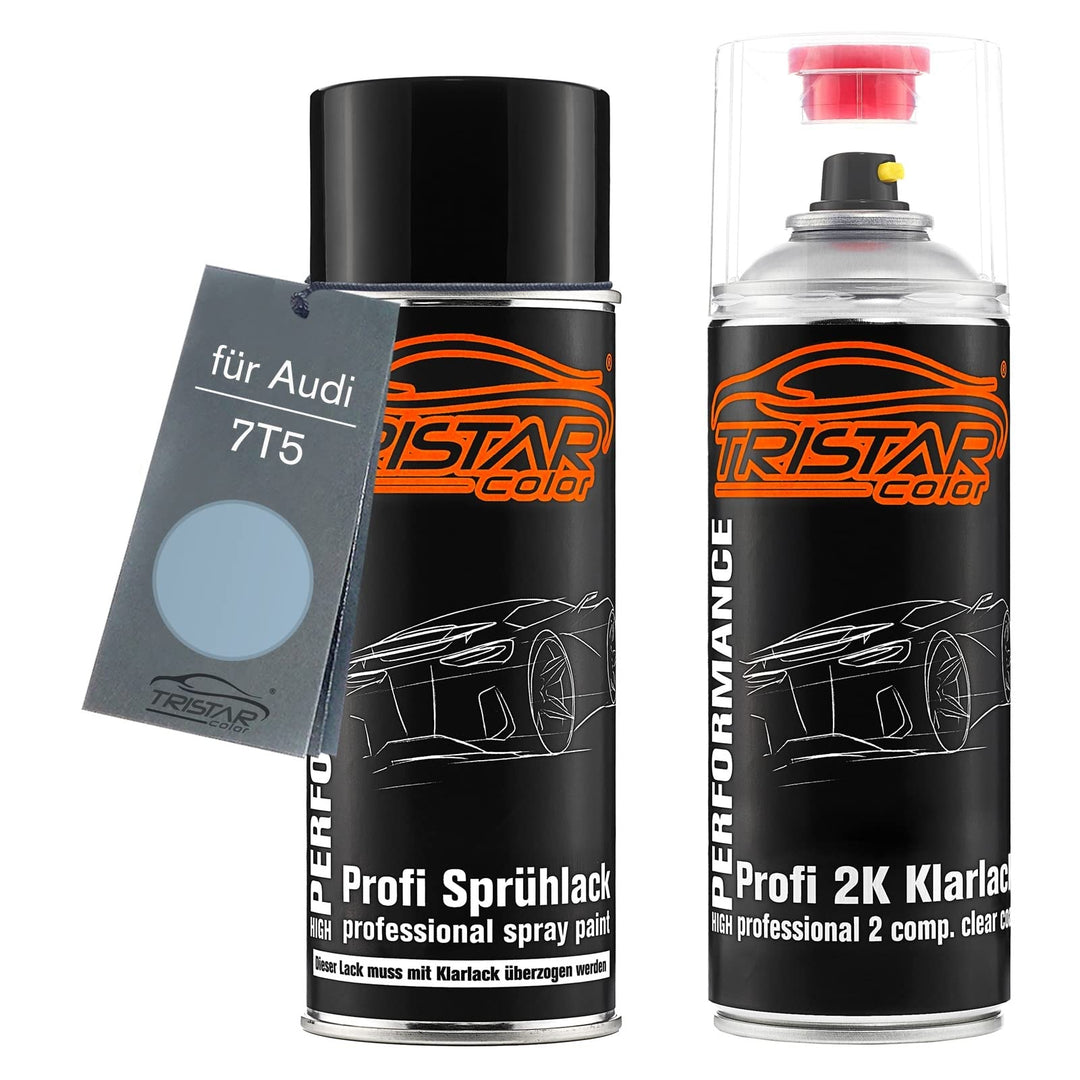TRISTARcolor Autolack 2K Spraydosen Set für Audi 7T5 Hellblau Metallic Basislack 2 Komponenten Klarl