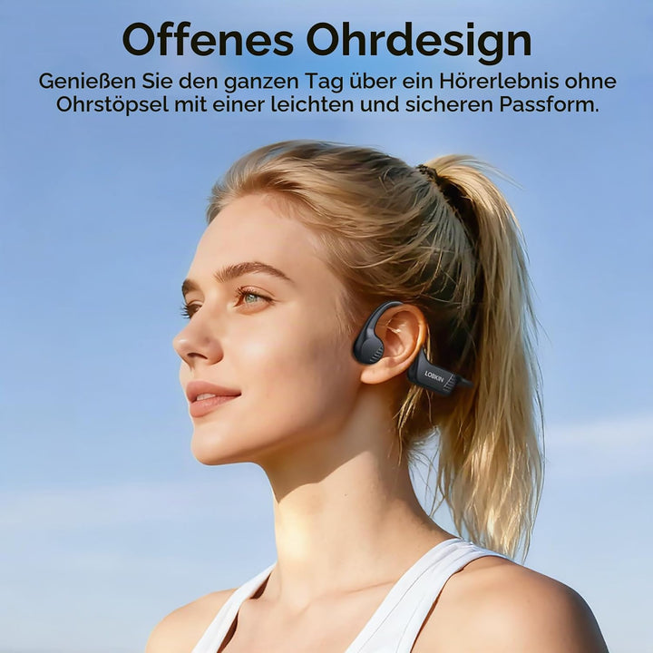 LOBKIN Knochenschall Kopfhörer Bluetooth,Open Ear Kopfhörer Kabellos Bone Conduction Headphones Blue