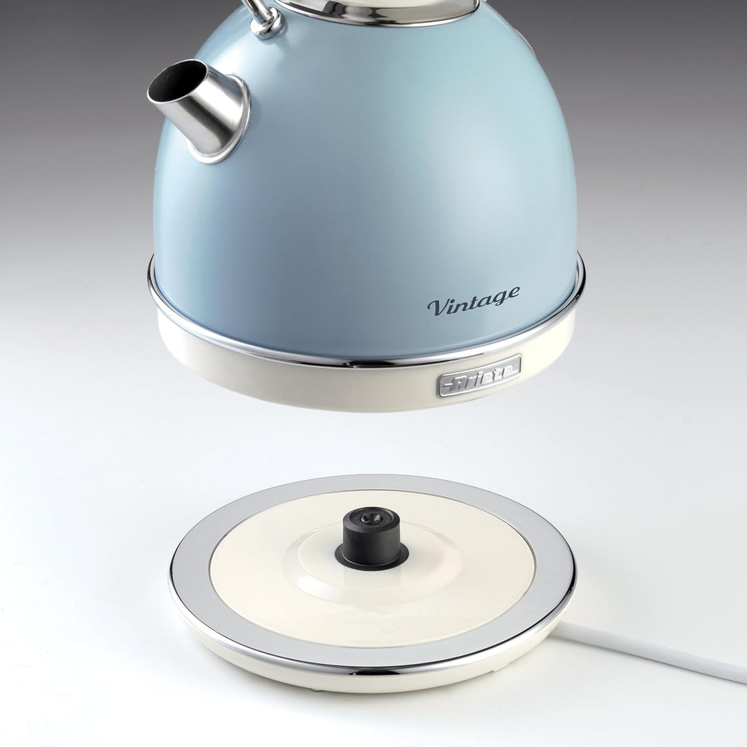 Ariete 156/05-blue Vintage 4-Schlitz-Toaster, lackierter Edelstahl, Blau & 2877 Kabelloser Wasserkoc