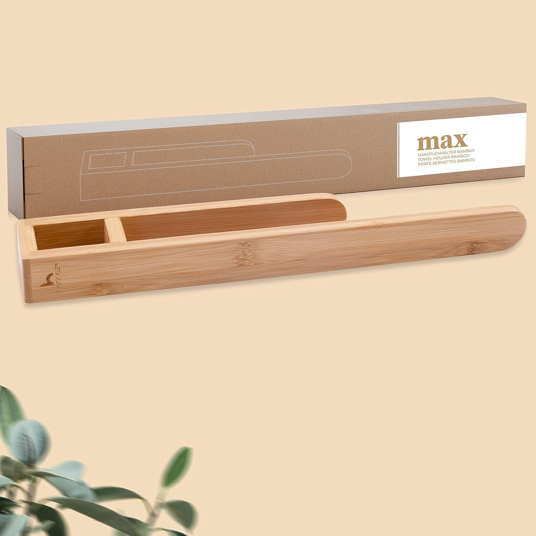 Hennez Handtuchhalter ohne Bohren - Handtuchhalter Bad aus Bambus - Selbstklebende Handtuchhalter mi