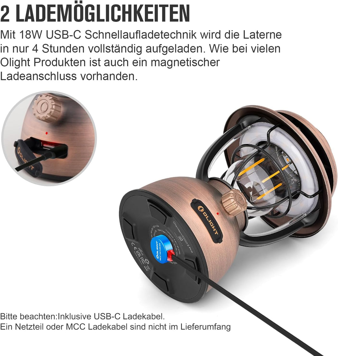OLIGHT Olantern Classic 2 Pro Campinglampe 300 LM, LED Laterne im Retro-Stil Stufenlos Dimmbar, Nots