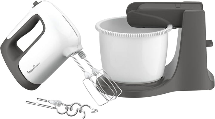 Moulinex HM4641 Prep'Mix+ elektrischer Handrührer, mit Schneebesen und Knethaken aus Edelstahl zum R