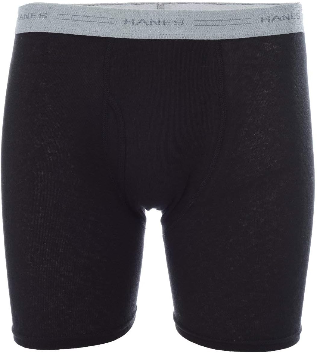 Hanes Men's 10-Pack Boxer Briefs with Comfort Flex Waistband, Black/Grey, X-Large