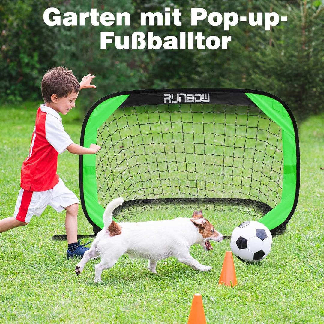 RUNBOW Pop-Up-Fussballtor, tragbar, für Hinterhof, Outdoor-Spass am Strand, 1 x 0,7 m Grün 100 x 67
