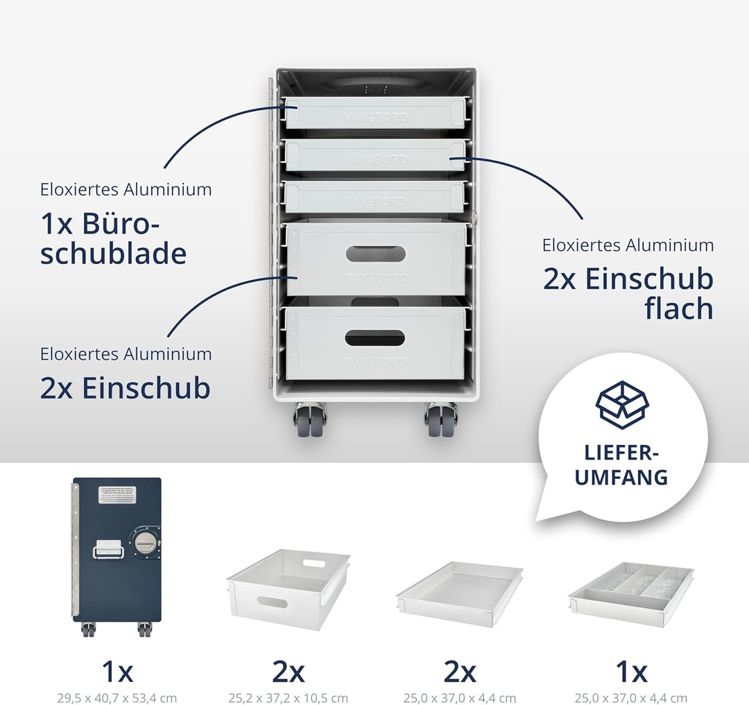 Rollcontainer mit Schubladen, mobiler Aktenschrank, Metallschrank, Schubladenschrank Küche, Druckert