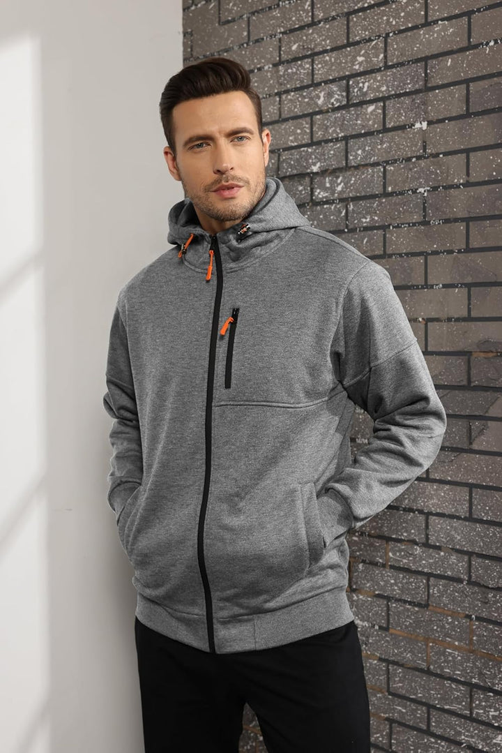 CTU Herren Hoodies Zip Up Langarm Fleece Sweatshirts Hoodies für Männer S-3XL, M Hellgrau
