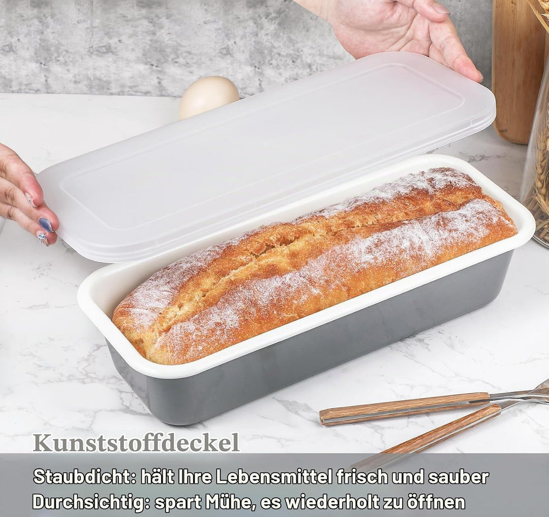webake Kastenform 30cm Brotbackform Emaille Kastenbackform Mit Kunststoff Deckel Brotform Rechteckig