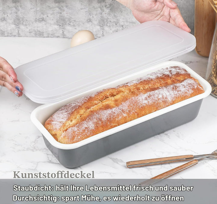webake Kastenform 30cm Brotbackform Emaille Kastenbackform Mit Kunststoff Deckel Brotform Rechteckig