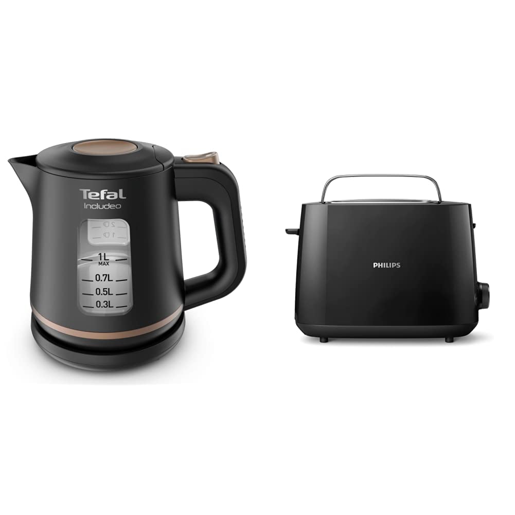 Tefal KI5338 Includeo Wasserkocher | 1L | Anti-Rutsch-Griff | Wasserstandsanzeige | 360°Drehsockel |