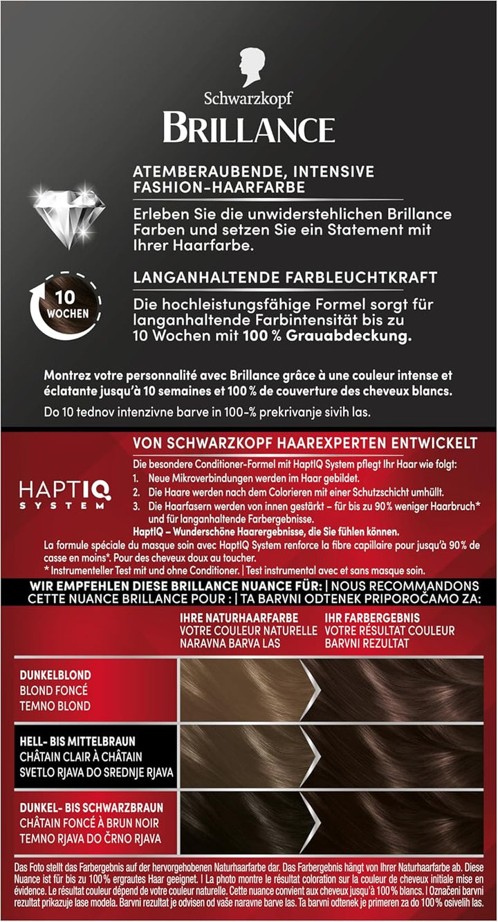 Brillance Intensiv-Color-Creme Haarfarbe 924 Schokobraun Stufe 3, 3er Pack(3 x 160 ml), 924 Schokobr