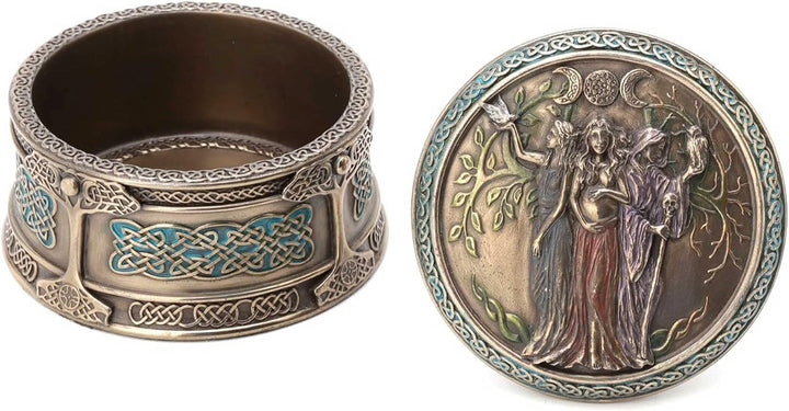 SGRIMALT Keltische Brigit Box, dreifache Göttin des Krieges, der Magie und der Kunst, H 26 cm