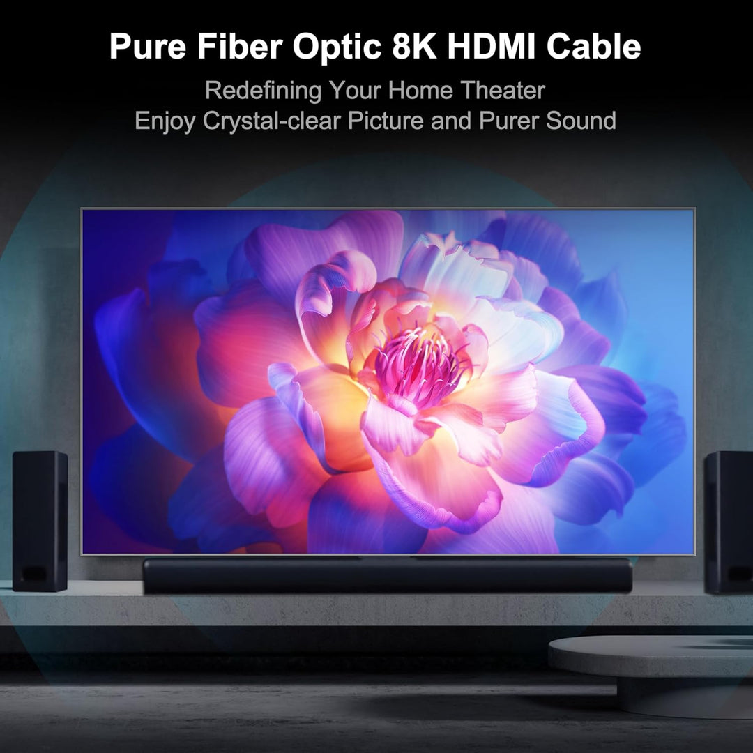 RUIPRO 8K HDMI 2.1 Kabel mit abnehmbarem Stecker aus reiner Glasfaser, 5 m, armiert, Ultra High Spee