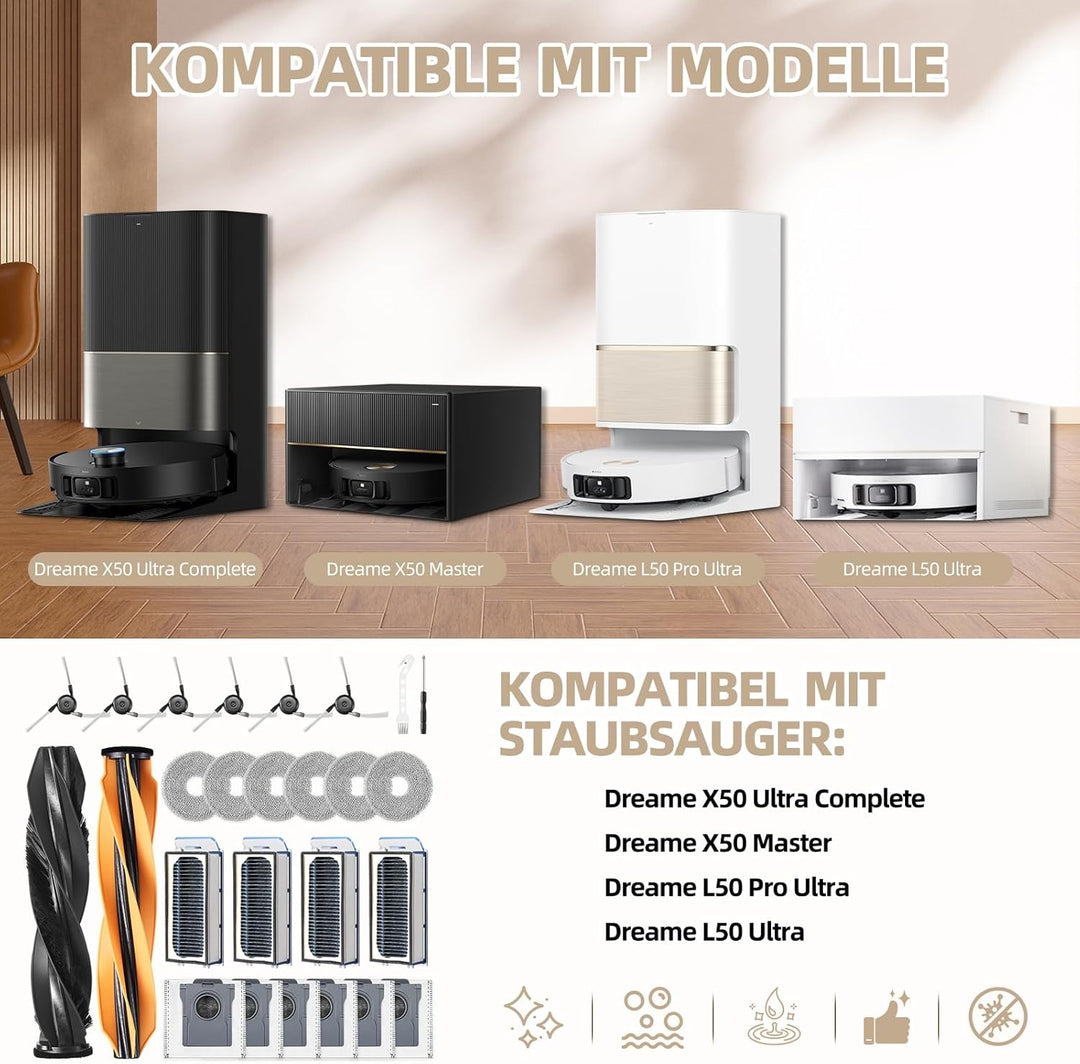 26 Stück Zubehör für Dreame X50 Ultra Complete / L40s Pro Ultra / Matrix10 Ultra/Mova V50 Ultra Saug