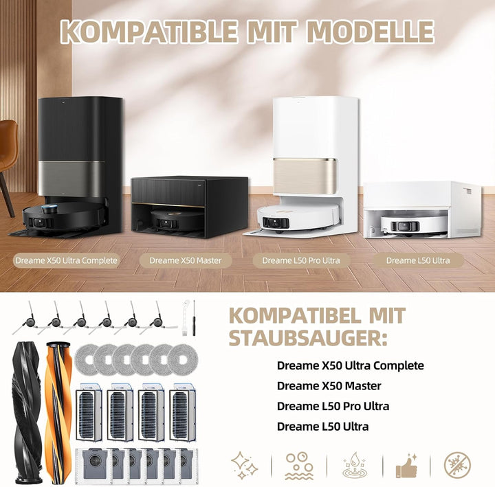 26 Stück Zubehör für Dreame X50 Ultra Complete / L40s Pro Ultra / Matrix10 Ultra/Mova V50 Ultra Saug