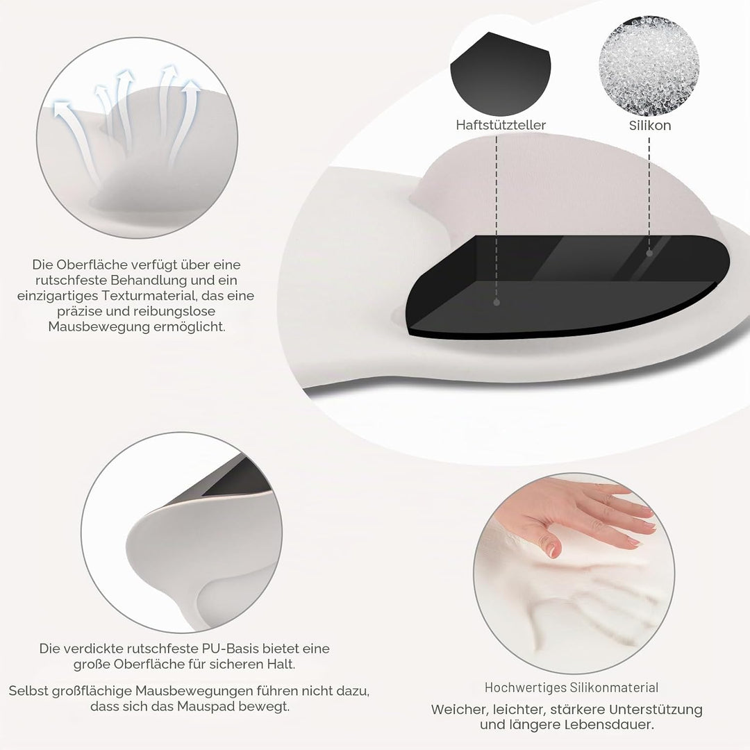 MOSISO Handgelenkstütze für Mauspad&Tastatur Set, Ergonomisch Kreisförmig Mauspad&Untersetzer Rutsch