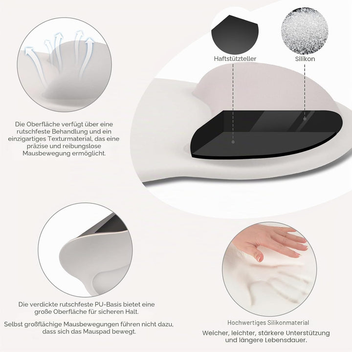 MOSISO Handgelenkstütze für Mauspad&Tastatur Set, Ergonomisch Kreisförmig Mauspad&Untersetzer Rutsch