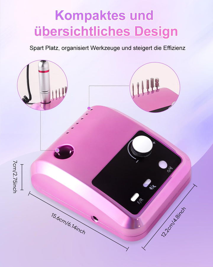 CozyZen Elektrische Nagelfräser Professional: 45000 U/min Nagelpflege-Kit mit LCD-Display, Hand- & F