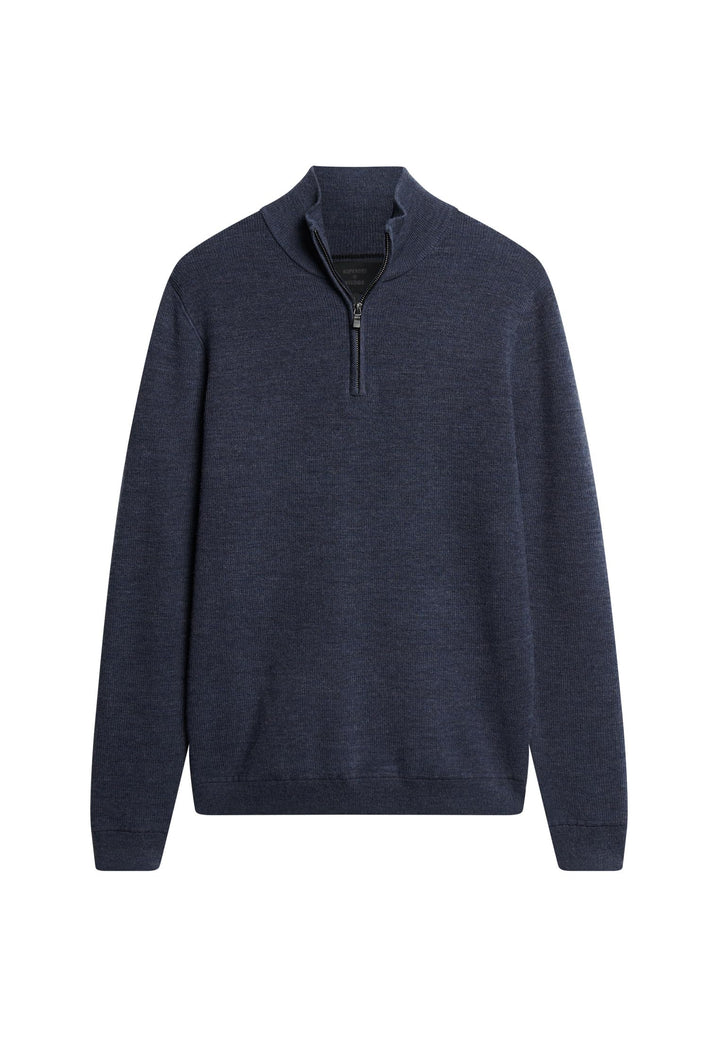 Superdry Herren Merino-Pullover mit halblangem Reissverschluss Kräftiges Marineblau S Kräftiges Mar