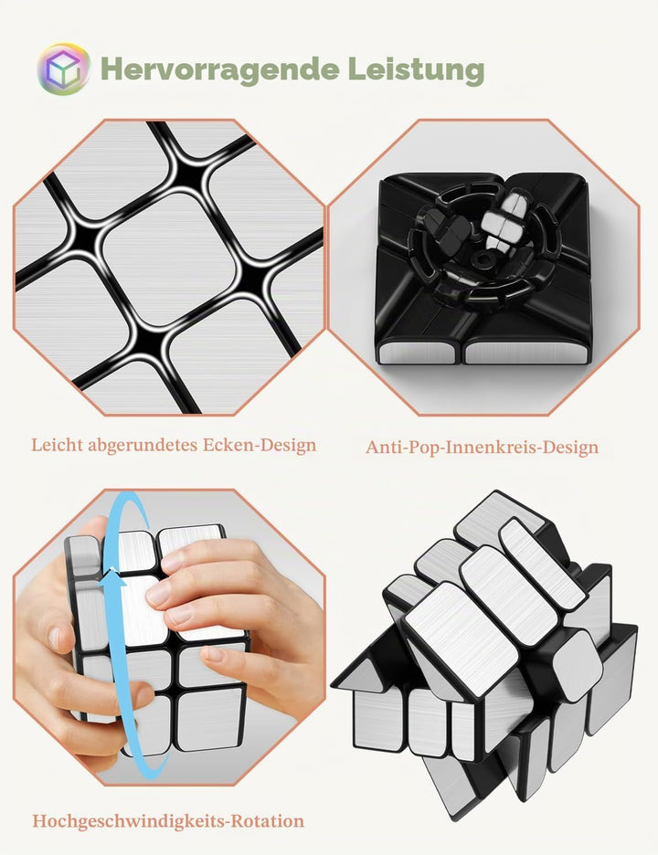 ROXENDA Speed Zauberwürfel Set, Würfel Set mit Silber Mirror Cube und Gold Mirror S Cube, Unregelmäs