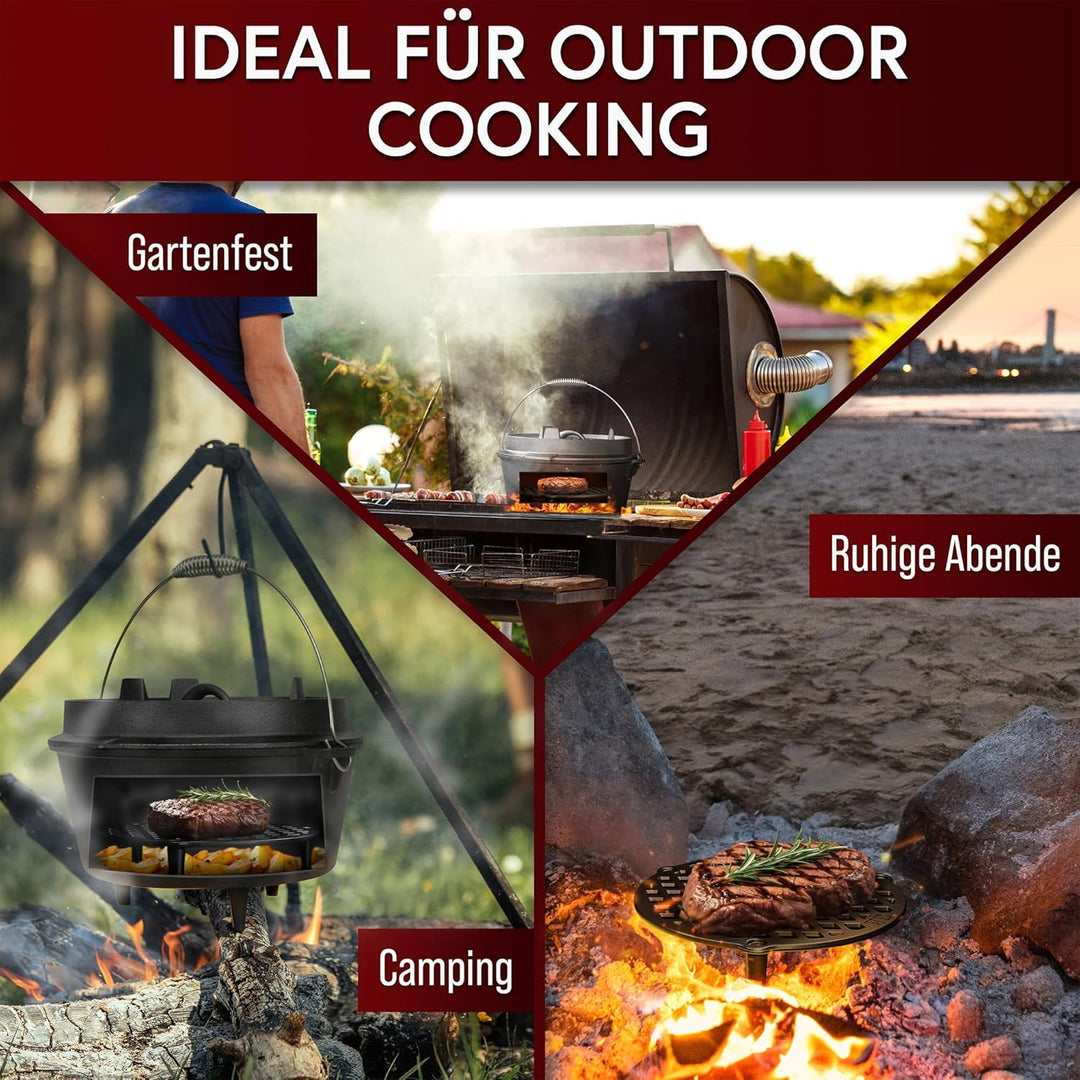 GUSSKÖNIG Gusseisen Stapelrost für 7 Liter Dutch Oven [Ø 22cm] - Einsatz für Dutch Oven - Staple Gra