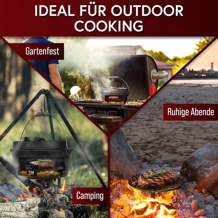 GUSSKÖNIG Gusseisen Stapelrost für 7 Liter Dutch Oven [Ø 22cm] - Einsatz für Dutch Oven - Staple Gra