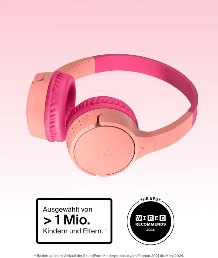 Belkin SoundForm Mini kabelloser Kinderkopfhörer mit integriertem Mikrofon und lustigen Aufklebern,