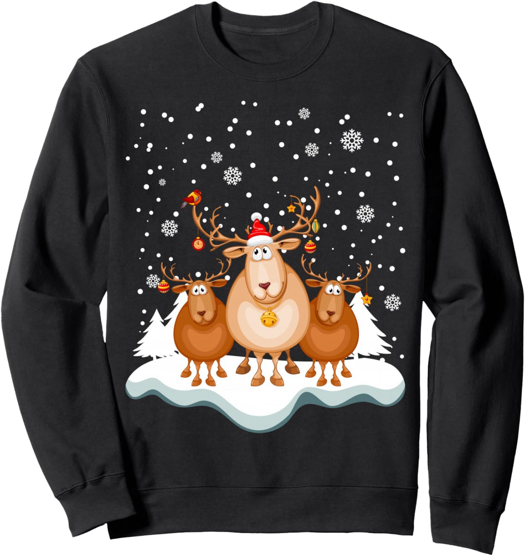 Elche Weihnachten Advent Schneeflocken Lustige Rentiere Sweatshirt