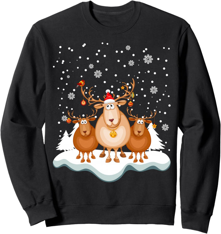 Elche Weihnachten Advent Schneeflocken Lustige Rentiere Sweatshirt