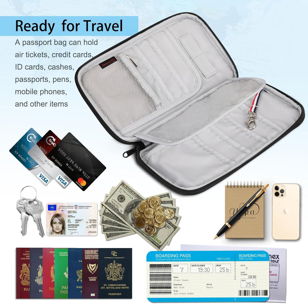Fintie Reisepass Tasche Familie Reiseorganizer, RFID-Blockier Wasserdicht Handytasche Reisepasshülle