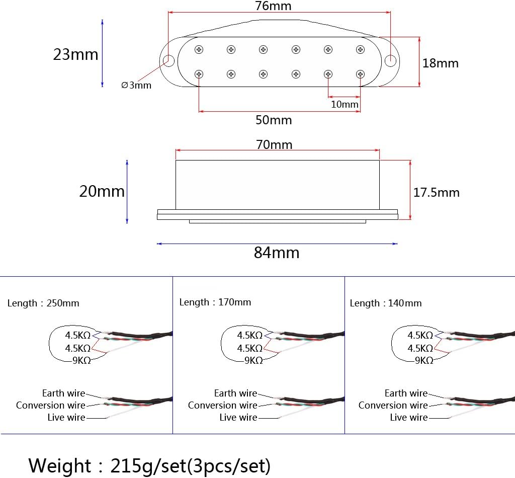 Alnicov Mini-Humbucker-Tonabnehmer für Gitarre, Hals, Mittelsteg, SSS-Tonabnehmer, Set für Stratocas
