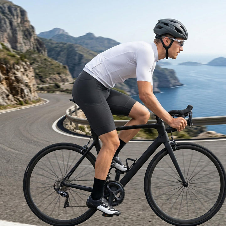 Lo.gas Herren Radfahren Bib Shorts, Gel Gepolstert Mit Taschen, Atmungsaktiv Quick-Dry für Männer S