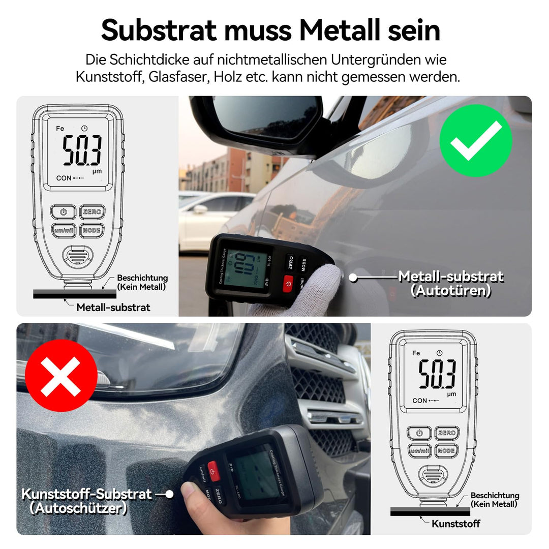 Lackschichtdickenmessgerät RDINSCOS Autolack Lackmessgerät auto Car Karosserie Schichtdickenmessgerä